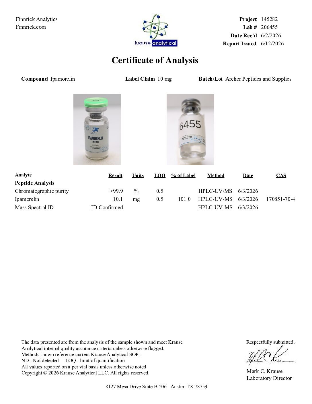 -ARCHER CERTIFIED LAB REPORTS-